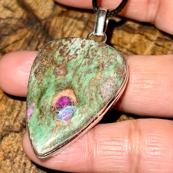 Teardrop Ruby Fuchsite Pendant 2 1/4” - Picture 4 of 11